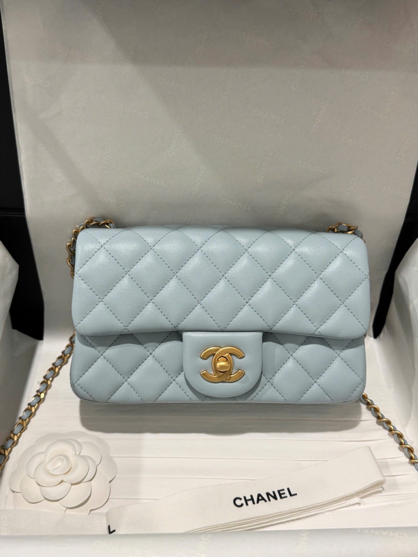 Chanel Classic Bell Like Auth Women’s Handbag Genuine Leather Mineral Gold 20cm