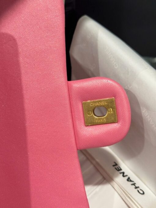 Chanel Classic Bell Like Auth Women’s Handbag Genuine Leather Dark Pink 20cm - Image 10
