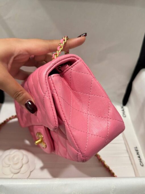 Chanel Classic Bell Like Auth Women’s Handbag Genuine Leather Dark Pink 20cm - Image 7