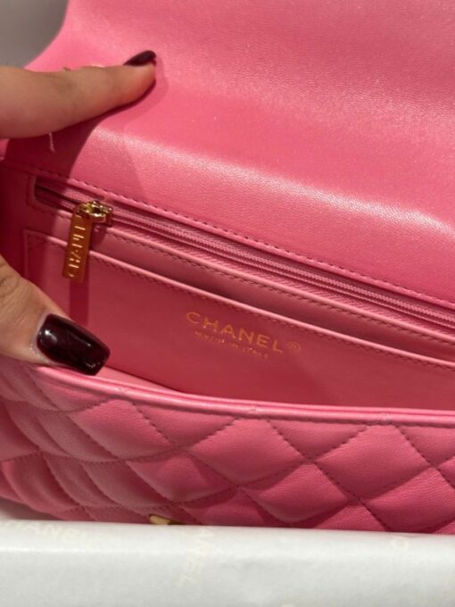 Chanel Classic Bell Like Auth Women’s Handbag Genuine Leather Dark Pink 20cm - Image 9