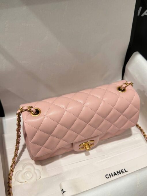 Chanel Classic Bell Replica Handbag 11 Pink Gold Lock 20cm - Image 3