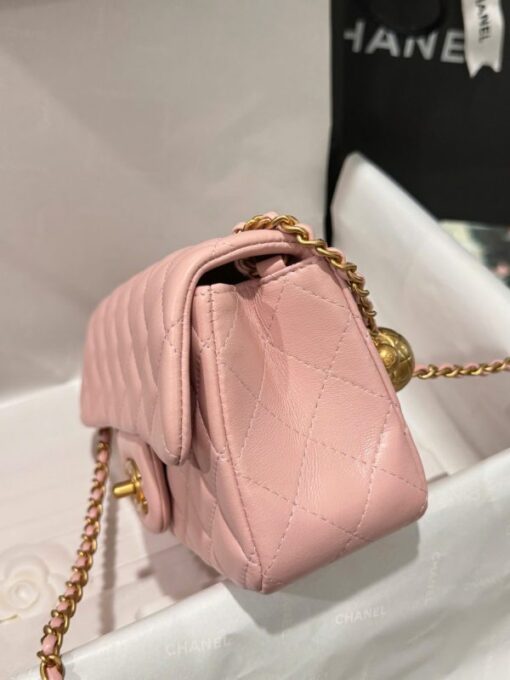 Chanel Classic Bell Replica Handbag 11 Pink Gold Lock 20cm - Image 4