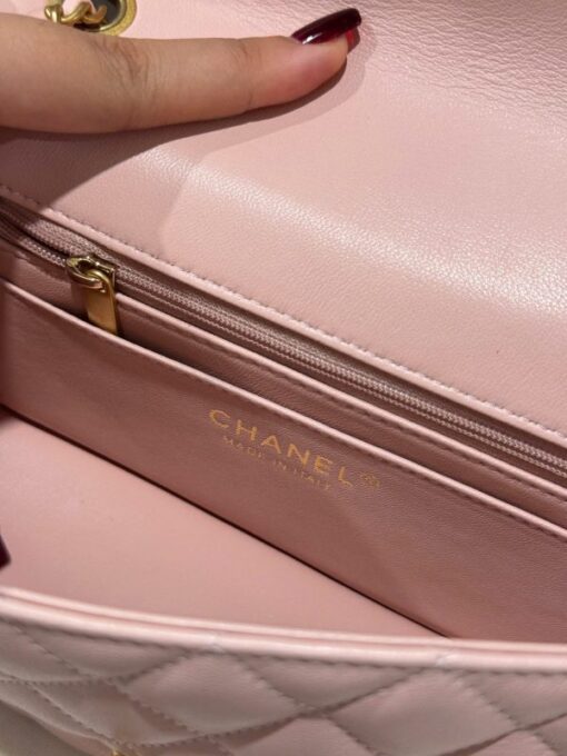 Chanel Classic Bell Replica Handbag 11 Pink Gold Lock 20cm - Image 8