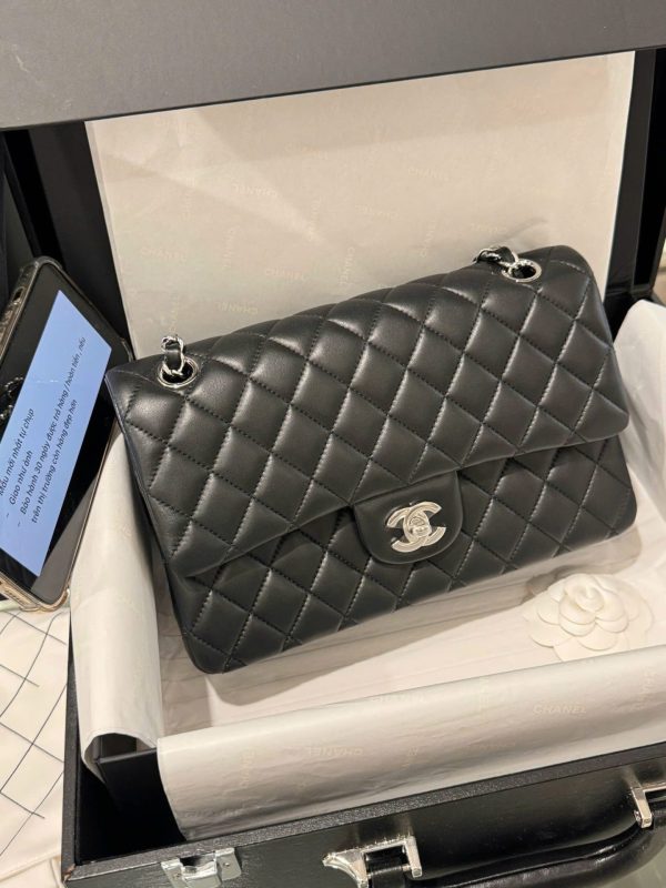 Chanel Classic Like Auth Black Sheepskin Handbag 25cm - Image 4