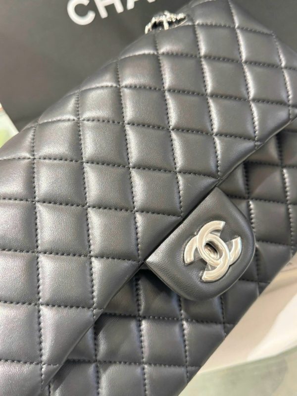 Chanel Classic Like Auth Black Sheepskin Handbag 25cm - Image 5