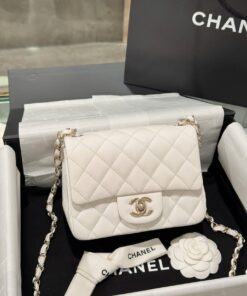 Chanel Classic Mini Super Quality Women’s Handbag White Gold Lock 17cm