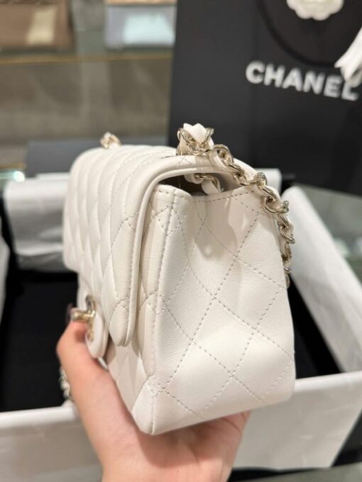 Chanel Classic Mini Super Quality Women’s Handbag White Gold Lock 17cm - Image 5