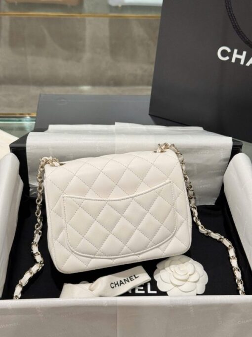 Chanel Classic Mini Super Quality Women’s Handbag White Gold Lock 17cm - Image 4