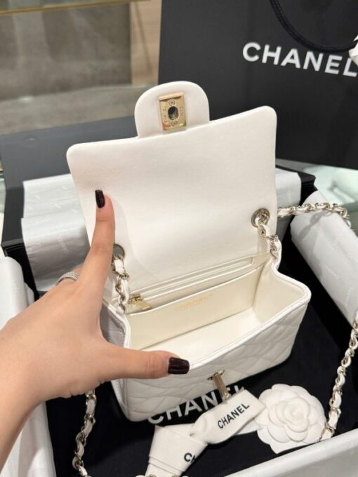 Chanel Classic Mini Super Quality Women’s Handbag White Gold Lock 17cm - Image 7