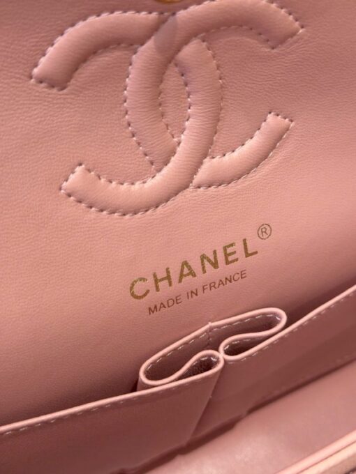 Chanel Classic Rep 11 High Quality Handbag Pink Grained Leather Gold Lock 23cm - Image 12
