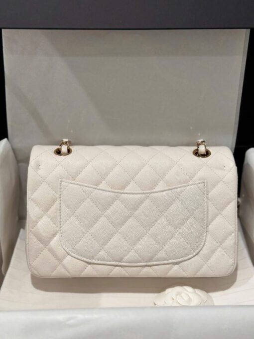 Chanel Classic Replica 11 High Quality White Handbag Gold Lock 23cm - Image 5