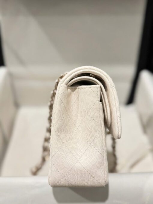 Chanel Classic Replica 11 High Quality White Handbag Gold Lock 23cm - Image 6