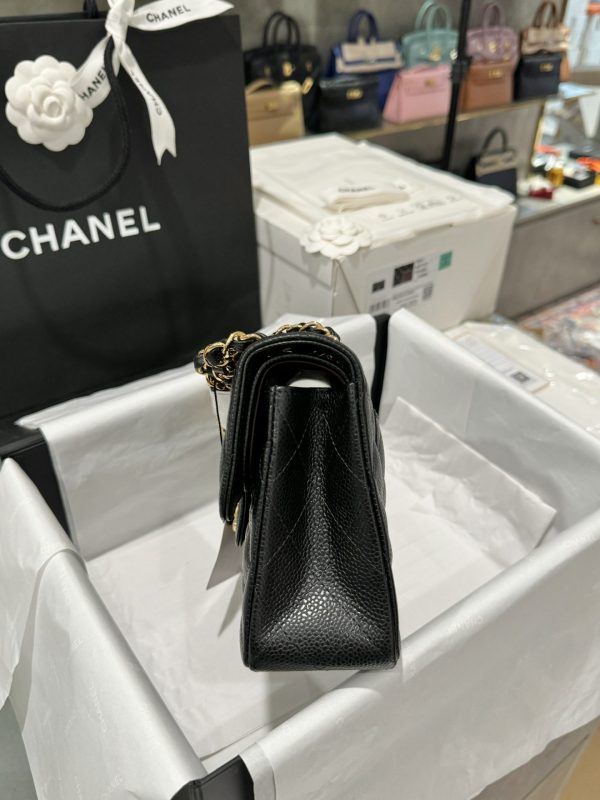 Chanel Classic Replica Handbag 11 Grained Leather Black Gold Lock 23cm - Image 10