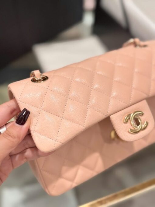 Chanel Classic Replica Handbag 1:1 Light Pink Rose Gold Lock 23cm - Image 6