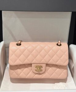 Chanel Classic Replica Handbag 1:1 Light Pink Rose Gold Lock 23cm