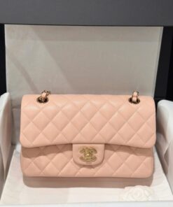 Alternative view of Chanel Classic Replica Handbag 1:1 Light Pink Rose Gold Lock 23cm