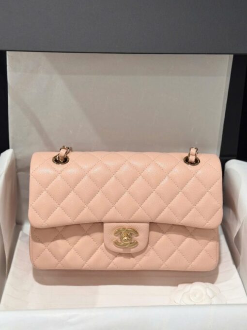 Chanel Classic Replica Handbag 1:1 Light Pink Rose Gold Lock 23cm - Image 2