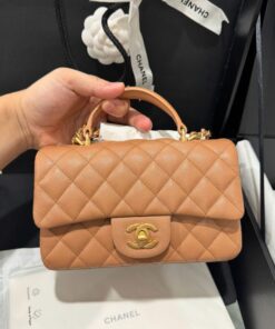 Alternative view of Chanel Handle Mini Replica Handbag 11 Orange Gold Lock 20cm