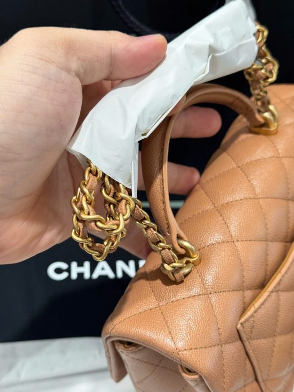 Chanel Handle Mini Replica Handbag 11 Orange Gold Lock 20cm - Image 5