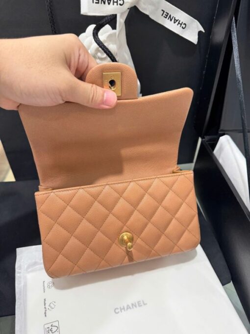 Chanel Handle Mini Replica Handbag 11 Orange Gold Lock 20cm - Image 6