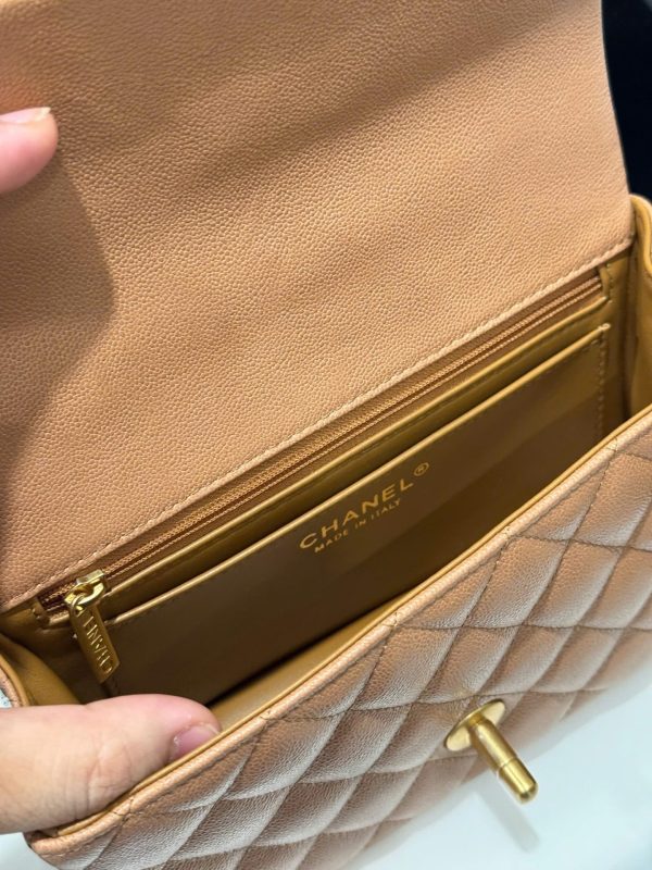 Chanel Handle Mini Replica Handbag 11 Orange Gold Lock 20cm - Image 7