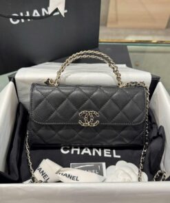 Alternative view of Chanel Kelly 23P Super High Quality Women’s Handbag Black Grained Leather 19x10x4.5cm