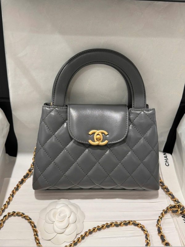 Chanel Kelly Replica Women’s Handbag Gray Gold Lock 19x13x7cm - Image 2