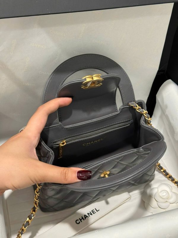Chanel Kelly Replica Women’s Handbag Gray Gold Lock 19x13x7cm - Image 9