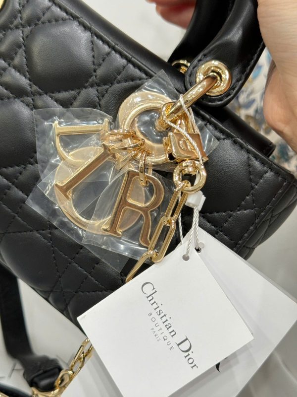 Dior D-Joy Lady Replica 11 Women’s Handbag Black Gold Lock 22cm - Image 7