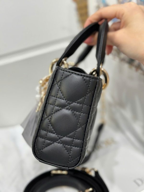 Dior D-Joy Lady Replica 11 Women’s Handbag Black Gold Lock 22cm - Image 6