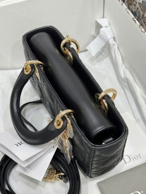 Dior D-Joy Lady Replica 11 Women’s Handbag Black Gold Lock 22cm - Image 5