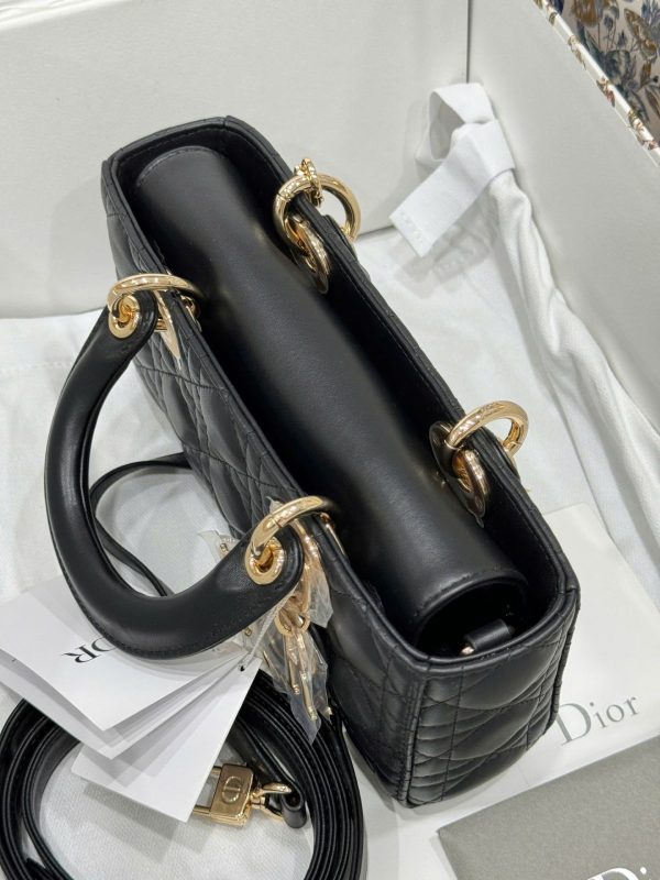 Dior D-Joy Lady Replica 11 Women’s Handbag Black Gold Lock 22cm - Image 5