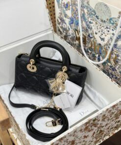 Alternative view of Dior D-Joy Lady Replica 11 Women’s Handbag Black Gold Lock 22cm