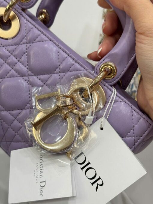 Dior D-Joy Lady Replica 11 Women’s Handbag Purple Gold Lock 22cm - Image 5