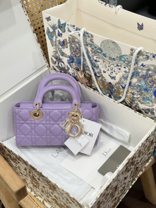 Dior D-Joy Lady Replica 11 Women’s Handbag Purple Gold Lock 22cm