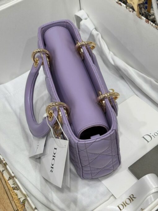 Dior D-Joy Lady Replica 11 Women’s Handbag Purple Gold Lock 22cm - Image 8