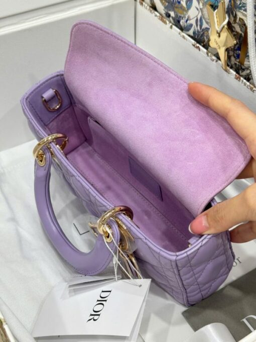 Dior D-Joy Lady Replica 11 Women’s Handbag Purple Gold Lock 22cm - Image 9