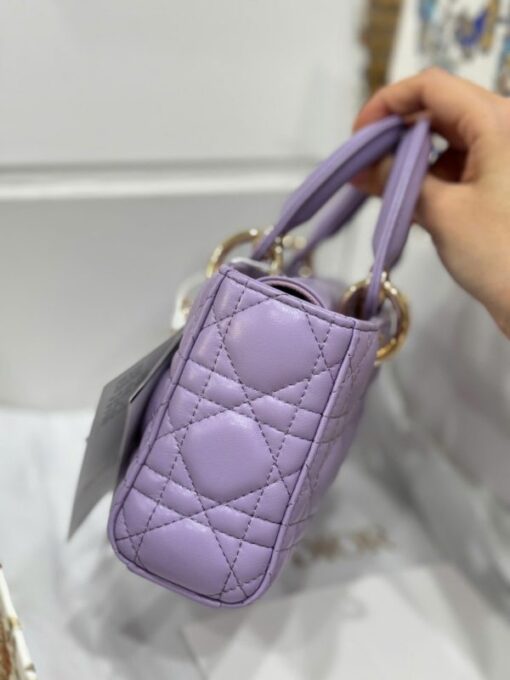 Dior D-Joy Lady Replica 11 Women’s Handbag Purple Gold Lock 22cm - Image 6