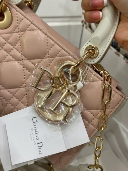 Dior D-Joy Lady Small Replica Women’s Handbag Light Pink 22cm - Image 4