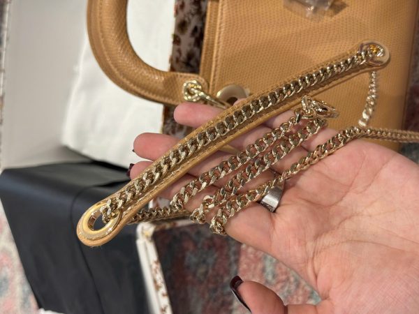 Dior Lady Replica Handbag Lizard Skin Brown 25cm - Image 8
