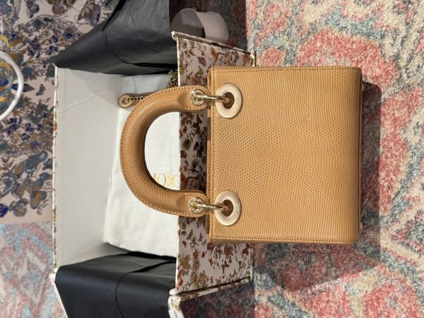 Dior Lady Replica Handbag Lizard Skin Brown 25cm - Image 3