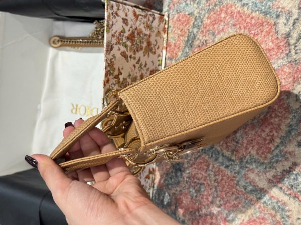 Dior Lady Replica Handbag Lizard Skin Brown 25cm - Image 4