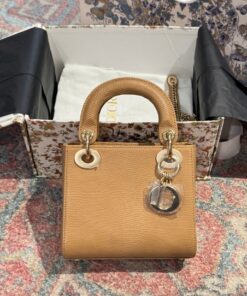 Dior Lady Replica Handbag Lizard Skin Brown 25cm
