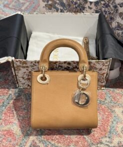 Alternative view of Dior Lady Replica Handbag Lizard Skin Brown 25cm
