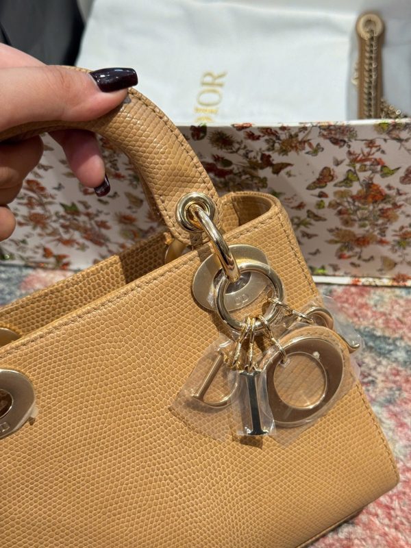 Dior Lady Replica Handbag Lizard Skin Brown 25cm - Image 5