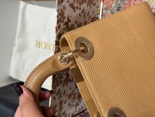 Dior Lady Replica Handbag Lizard Skin Brown 25cm - Image 6