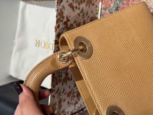 Dior Lady Replica Handbag Lizard Skin Brown 25cm - Image 6