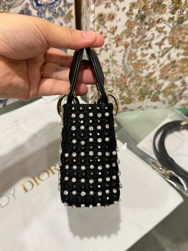 Dior Micro Lady Black Pearl-studded Handbag 12cm - Image 7
