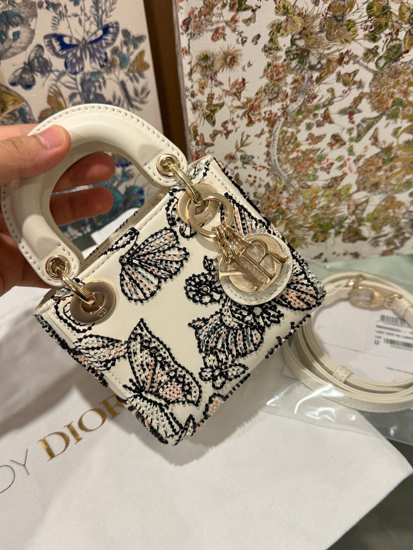 Dior Micro Lady Super Premium Handbag Butterfly Pattern 12cm