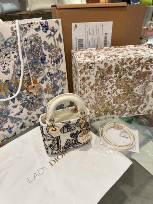 Dior Micro Lady Super Premium Handbag Butterfly Pattern 12cm - Image 3